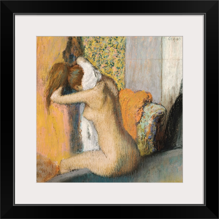 Drawing by an Impressionist master of a nude woman available on square shaped wall art.
