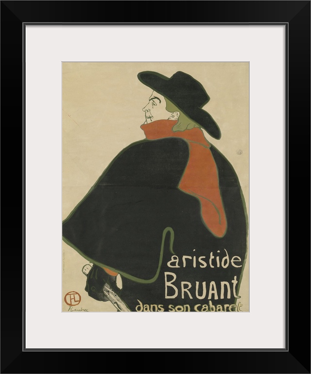 Aristide Bruant, in His Cabaret, 1893, colour litho on buff wove paper.