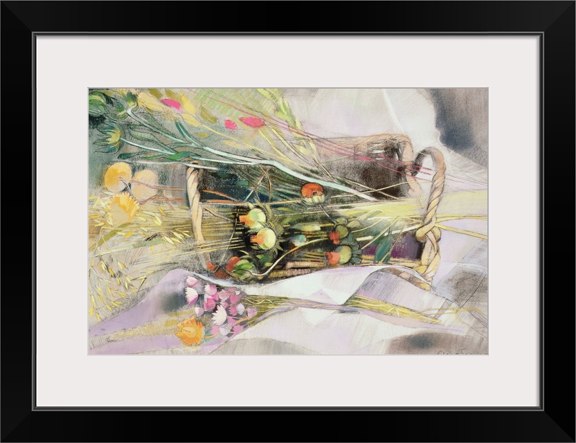 CLS159794 Basket of Dried Flowers ((pastel on paper) by Spencer, Claire (Contemporary Artist)