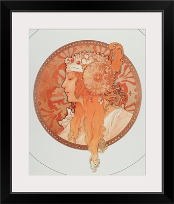 Blonde Lithograph Series 'Byzantine Heads' By Alphonse Mucha, 1897