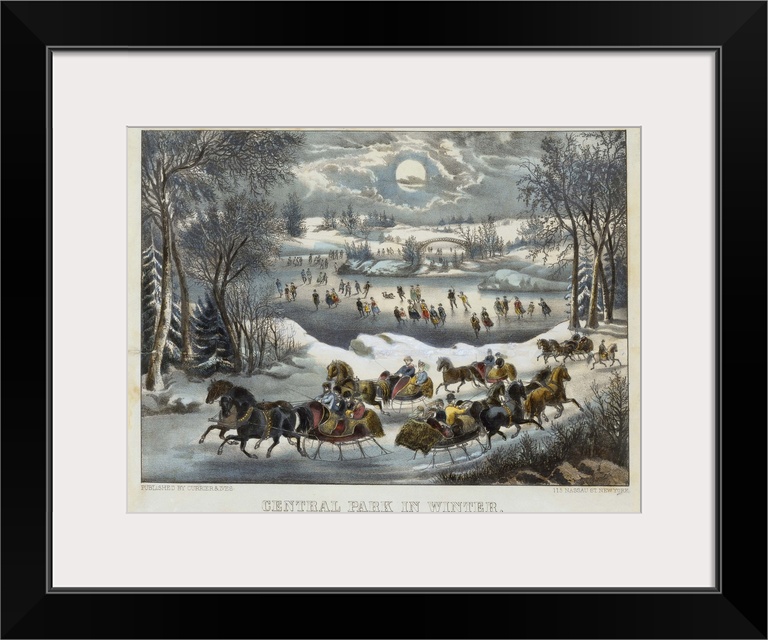 Central Park in Winter, 1877-94 (originally hand-coloured lithograph) by Currier, N. (1813-88) and Ives, J.M. (1824-95)