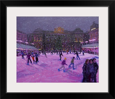 Christmas Skating, Somerset House With Pink Lights, 2014
