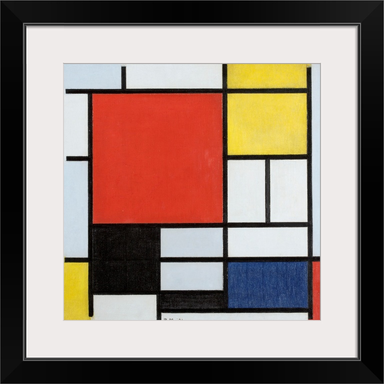 Composition with large red plane, yellow, black, gray and blue, 1921 (originally oil on canvas) by Mondrian, Piet (1872-1944)