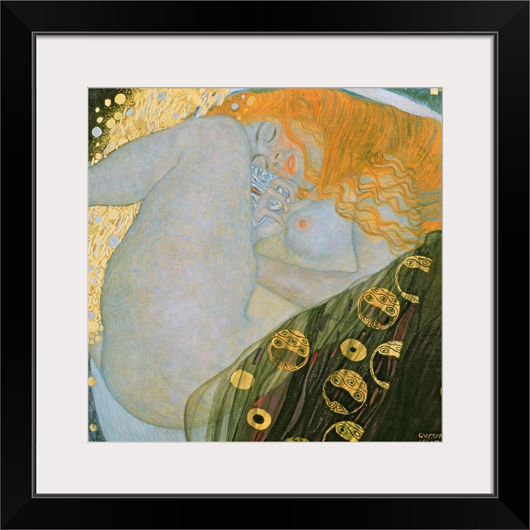 Big classic art portrays a nude woman sleeping while in a curled position.  Surrounding the female are various patterns th...