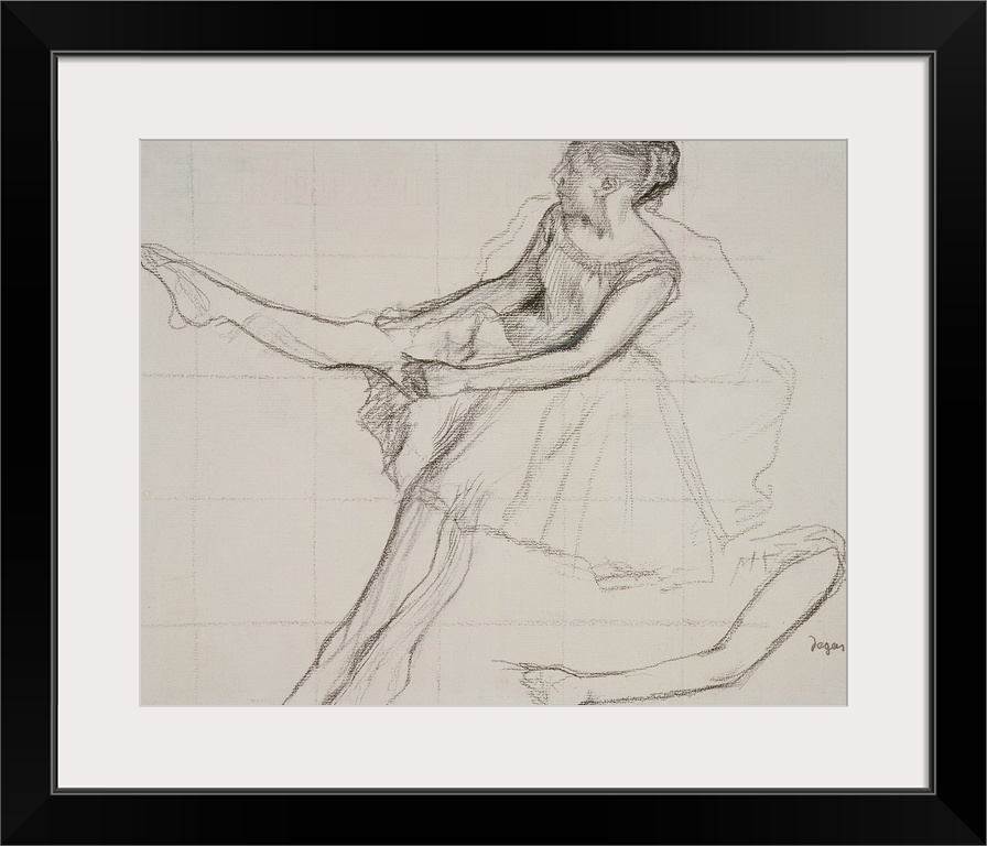 Dancer adjusting her tights, c.1880 (pencil and charcoal on paper) by Degas, Edgar (1834-1917)