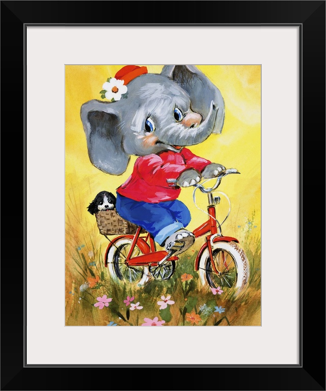 Elephant on a bicycle.