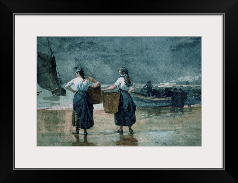 Fisher Girls by the Sea (w/c on paper); by Homer, Winslow (1836-1910); watercolour on paper;