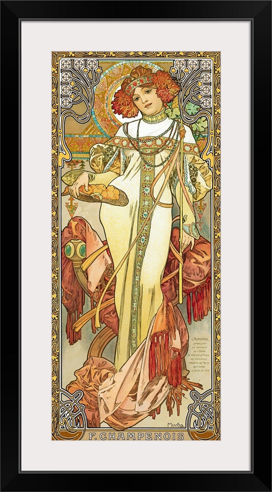 Four Seasons: Autumn, 1900 (originally colour litho on silk) by Mucha, Alphonse Marie (1860-1939)