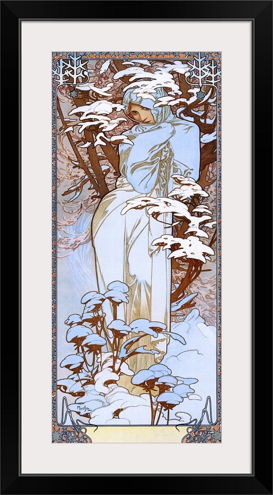 Four Seasons: Winter, 1900 (originally colour litho on silk) by Mucha, Alphonse Marie (1860-1939)