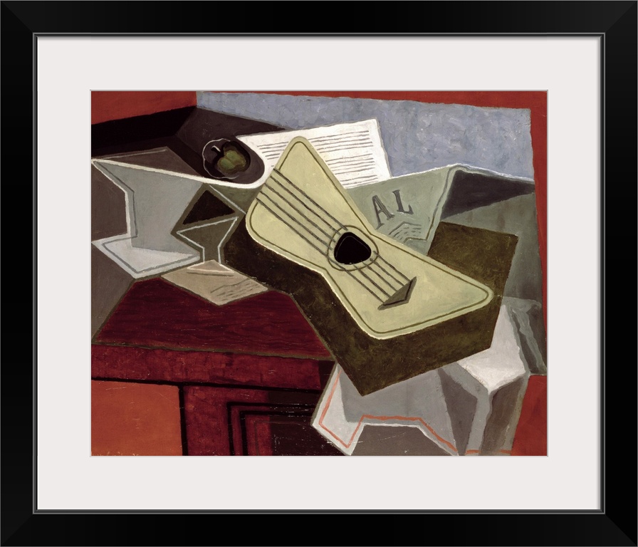 BAL76316 Guitar and Newspaper, 1925  by Gris, Juan (1887-1927); oil on canvas; 60.5x80.5 cm; Galerie Daniel Malingue, Pari...