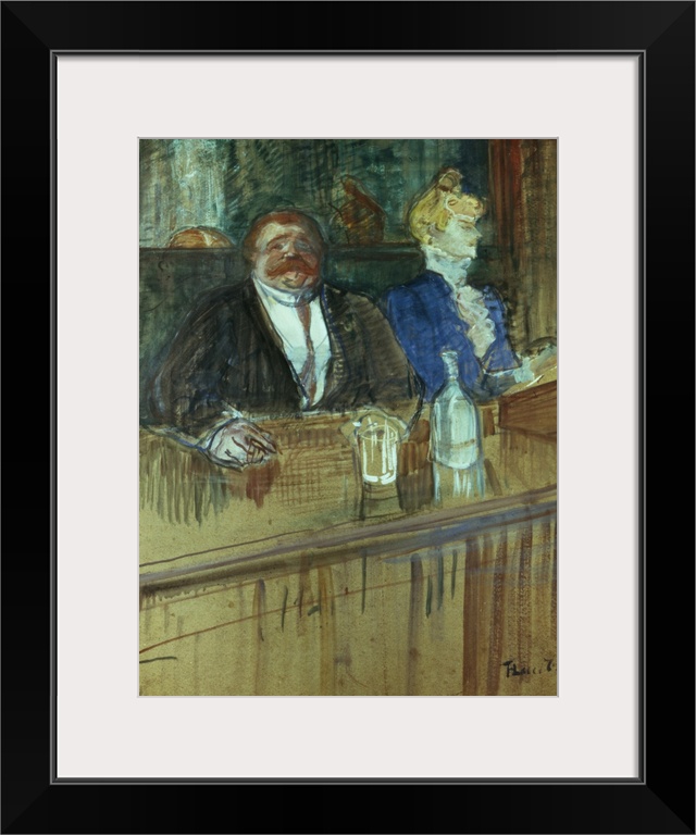 XIR20086 In the Bar: The Fat Proprietor and the Anaemic Cashier, 1898 (gouache on paper); by Toulouse-Lautrec, Henri de (1...
