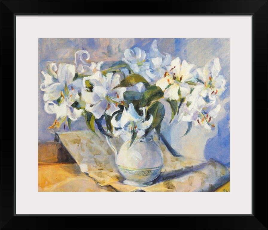 Lilies in white jug, 2000, oil on canvas.