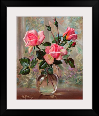 Madame Butterfly Roses in a Glass Vase