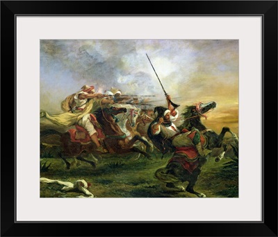 Moroccan horsemen in military action, 1832