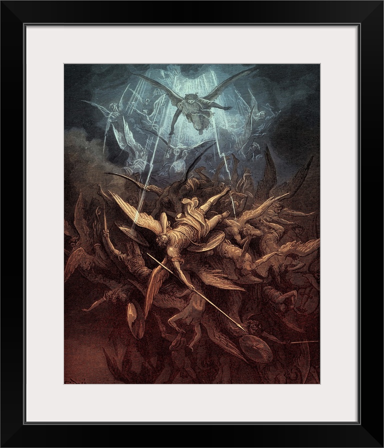 Paradise Lost, by John Milton: the rebel angels are cast out of heaven: 'Him the Almighty Power Hurl'd headlong flaming fr...