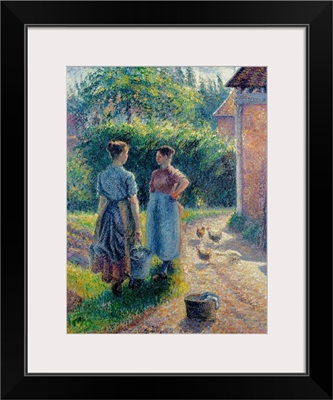 Peasant Women Chatting at Eragny, 1895-1902 (oil on canvas)