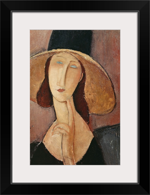 Portrait of Jeanne Hebuterne in a large hat, c.1918-19