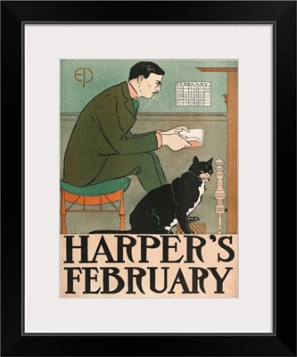 Poster advertising Harper's New Monthly Magazine, February 1898 (colour litho)