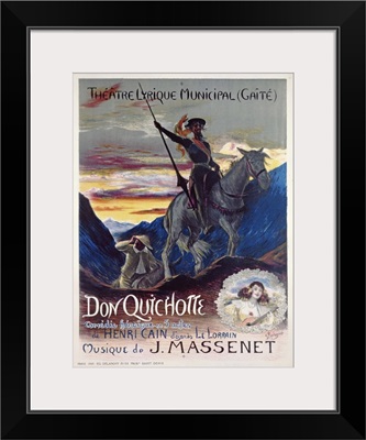 Poster advertising the first production of the opera, Don Quichotte