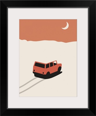 Red Car In Desert With Moon, 2020