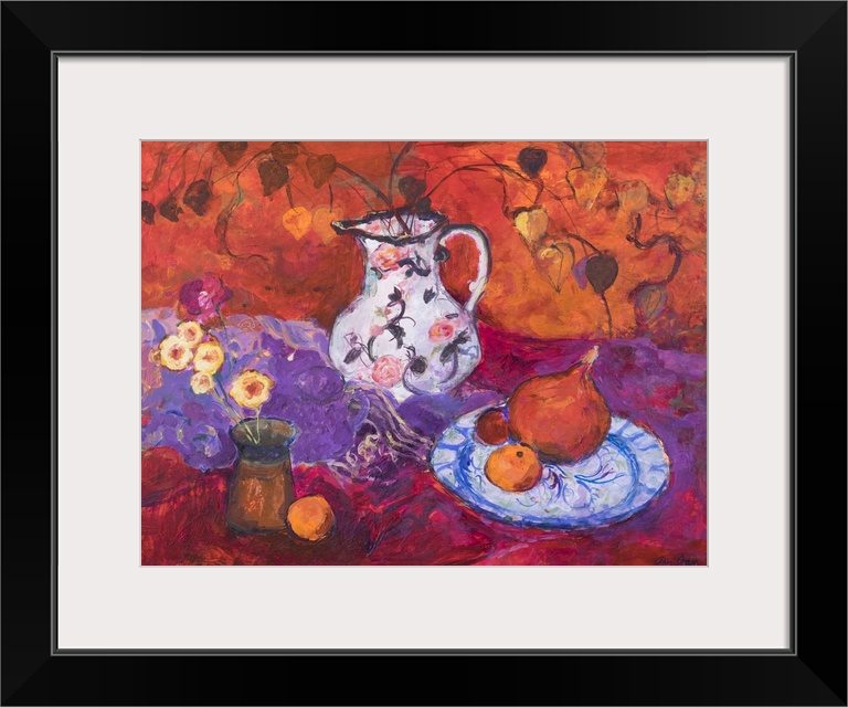 Red Still Life With Chinese Lantern