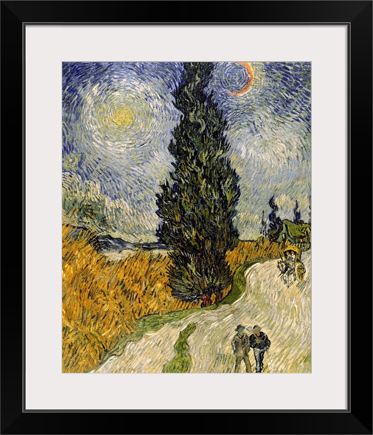BAL3752 Road with Cypresses, 1890 (oil on canvas)  by Gogh, Vincent van (1853-90); 92x73 cm; Rijksmuseum Kroller-Muller, O...