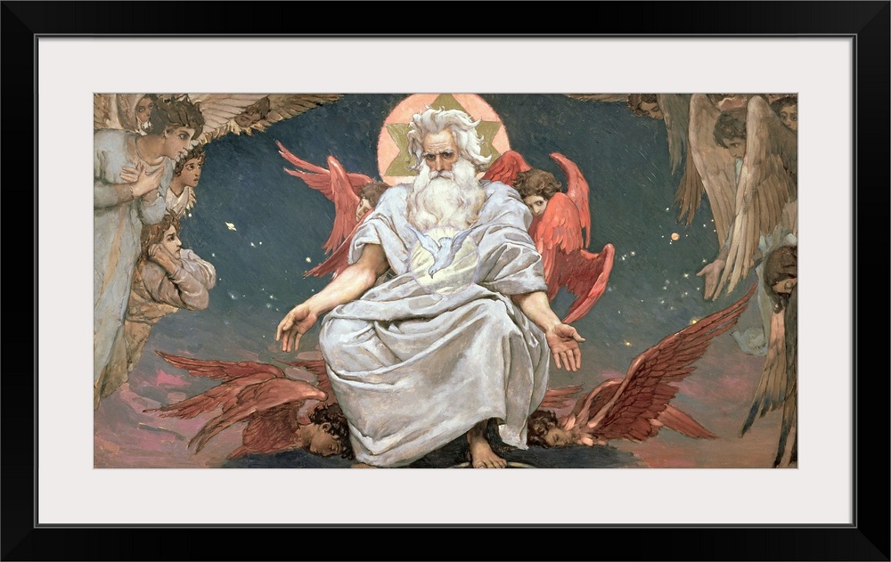 BAL134989 Savaoph, God the Father, 1885-96 (oil on canvas) by Vasnetsov, Victor Mikhailovich (1848-1926); 135x250 cm; Tret...
