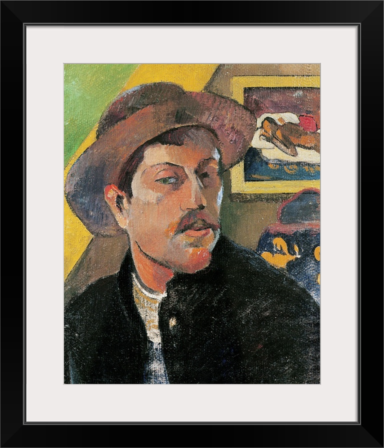 XIR154083 Self Portrait in a Hat, 1893-94 (oil on canvas)  by Gauguin, Paul (1848-1903); 46x38 cm; Musee d'Orsay, Paris, F...