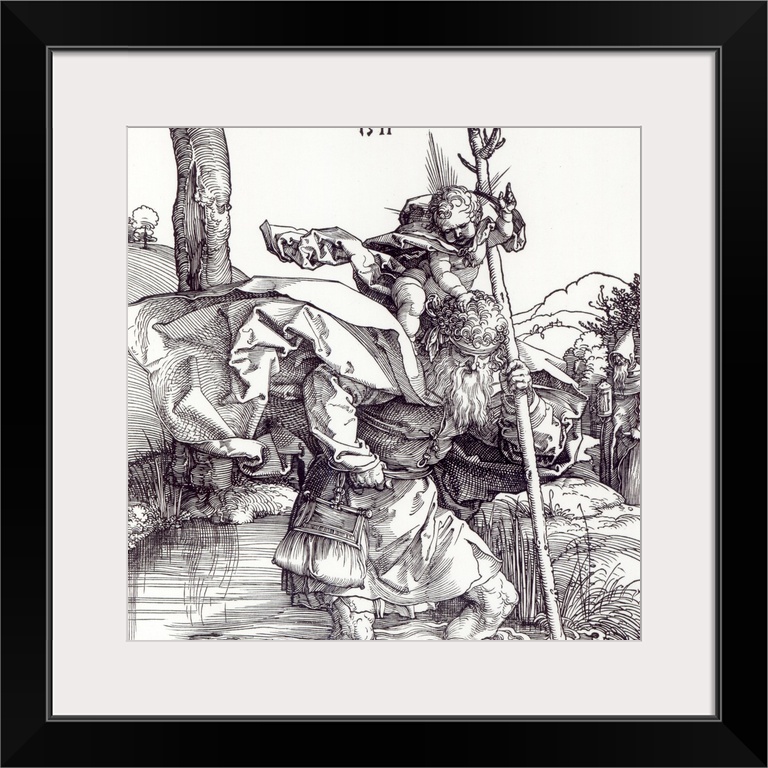 St. Christopher carrying the Infant Christ, 1511, woodcut by Albrecht Durer (1471-1528)