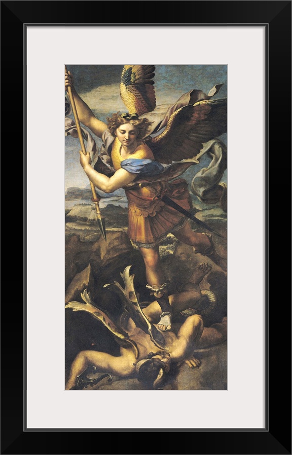 XIR24940 St. Michael Overwhelming the Demon, 1518 (oil on canvas); by Raphael (Raffaello Sanzio of Urbino) (1483-1520); 26...