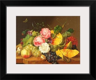 Still life with Flowers and Fruit, by Franz Xaver Petter, 1821