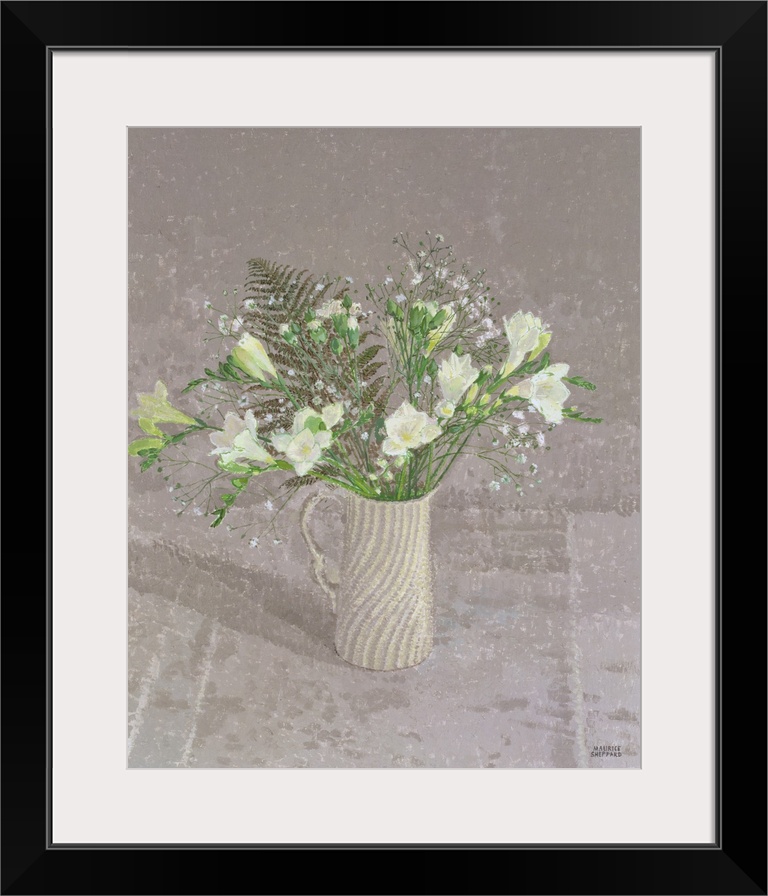 Still Life with Freesias, White Carnation and a Fern