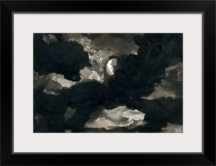 XYC153908 Study of a Clouded Moonlit Sky (black wash on laid paper) by Romney, George (1734-1802)