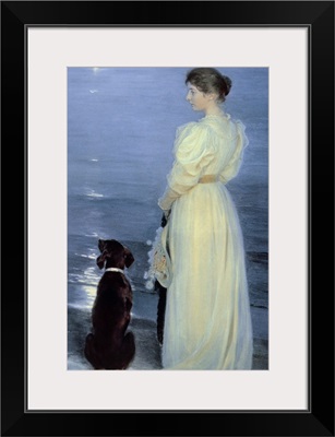 Summer Evening at Skagen, the Artist's Wife with a Dog on the Beach, 1892