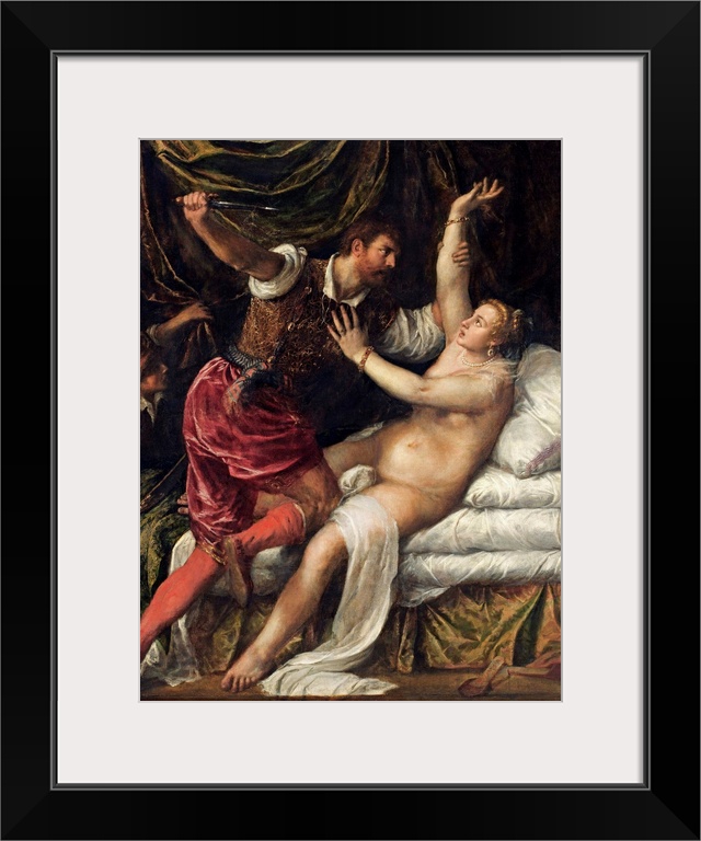 Tarquin and Lucretia. Tiziano Vecellio (Titian). Oil on canvas. Dimensions; 188.9 cm x  145.1 cm. Circa 1571. .