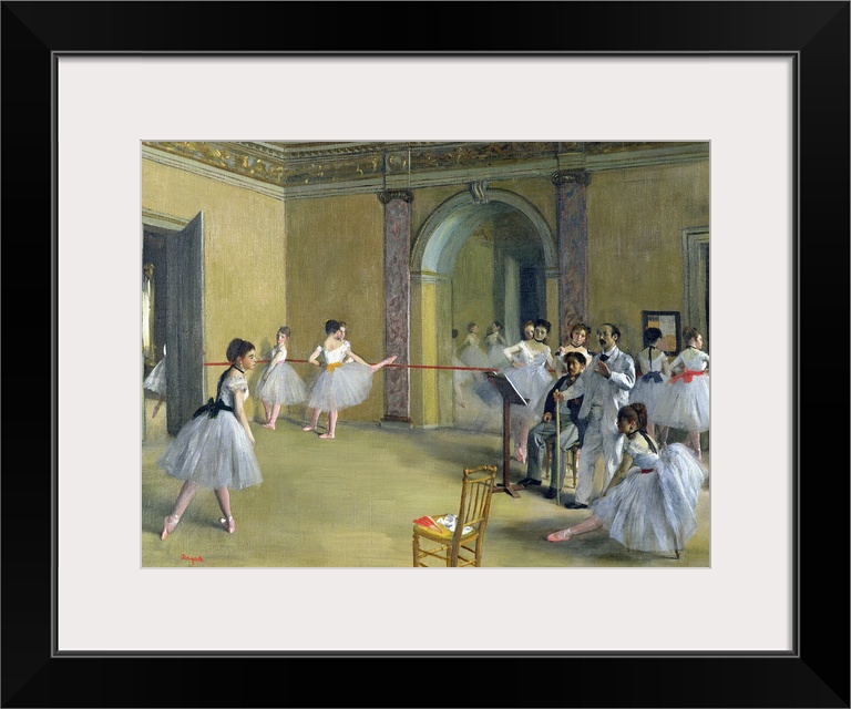 The Dance Foyer at the Opera on the rue Le Peletier, 1872 (oil on canvas)  by Degas, Edgar (1834-1917); Musee d'Orsay, Par...