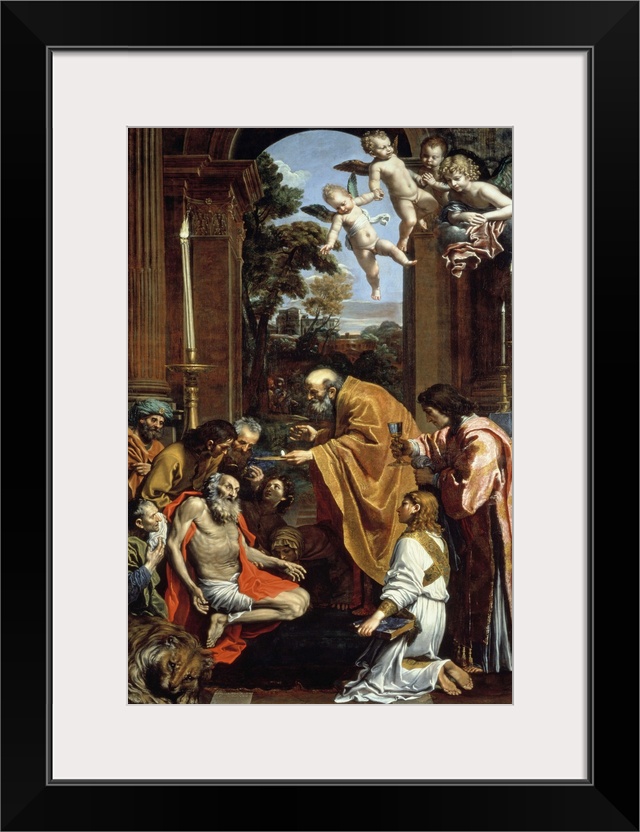 XJL215045 The Last Sacrament of St. Jerome, 1614 (oil on canvas); by Domenichino (Domenico Zampieri) (1581-1641); Vatican ...