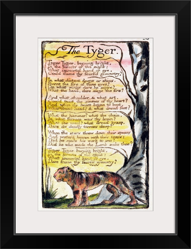 'The Tyger', plate 36 (Bentley 42) from 'Songs of Innocence and of Experience' (Bentley Copy L) 1789-94 (originally relief...