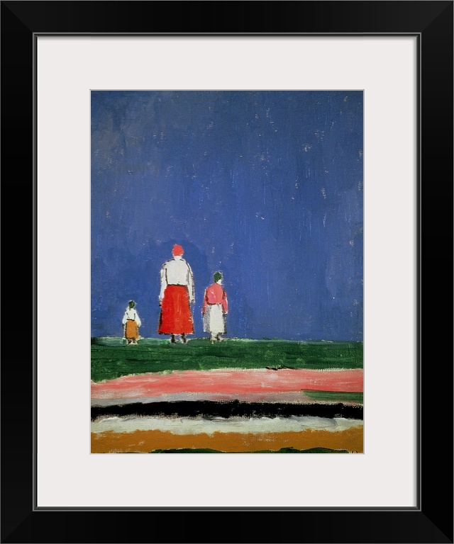 BAL75857 Three Figures, 1913-28 (oil on canvas)  by Malevich, Kazimir Severinovich (1878-1935); 37x27 cm; Private Collecti...