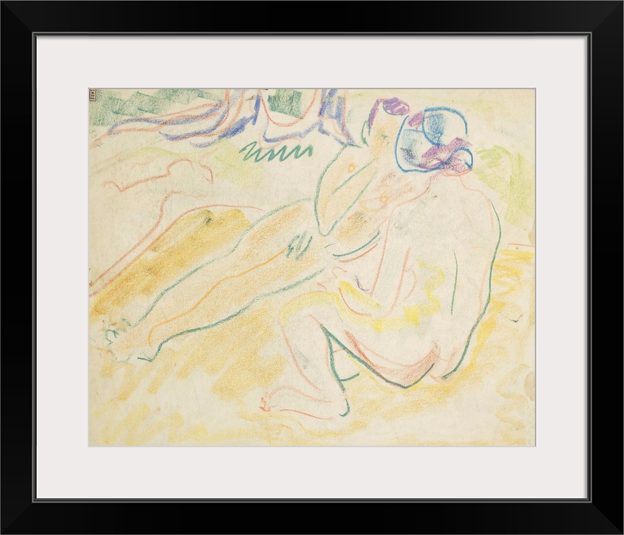 Two Reclining Nudes; Zwei Liegende Akte, 1905