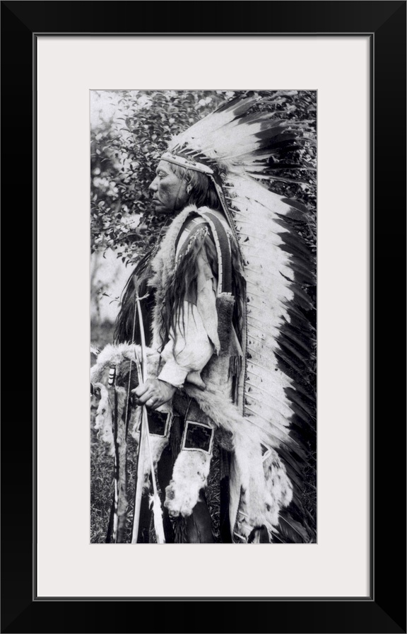 BAL145755 White Wolf, a Comanche Chief, c.1891-98 (b/w photo) by American School, (19th century); Private Collection; Amer...