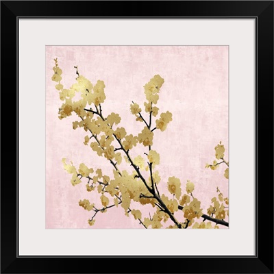 Gold Blossoms on Pink I