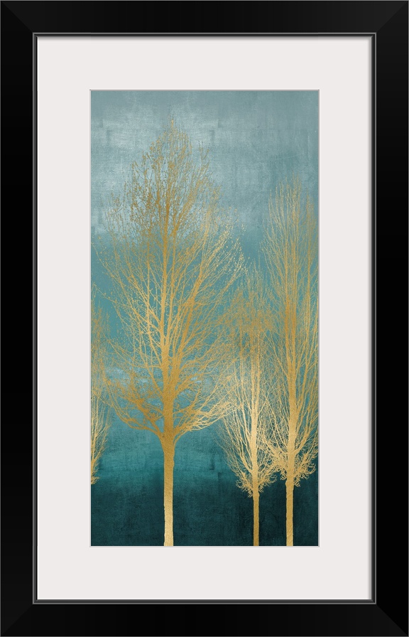 Gold Trees on Aqua Panel II