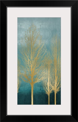 Gold Trees on Aqua Panel II