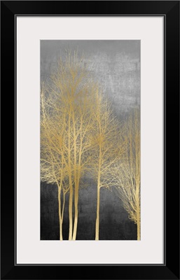 Gold Trees on Gray Panel I