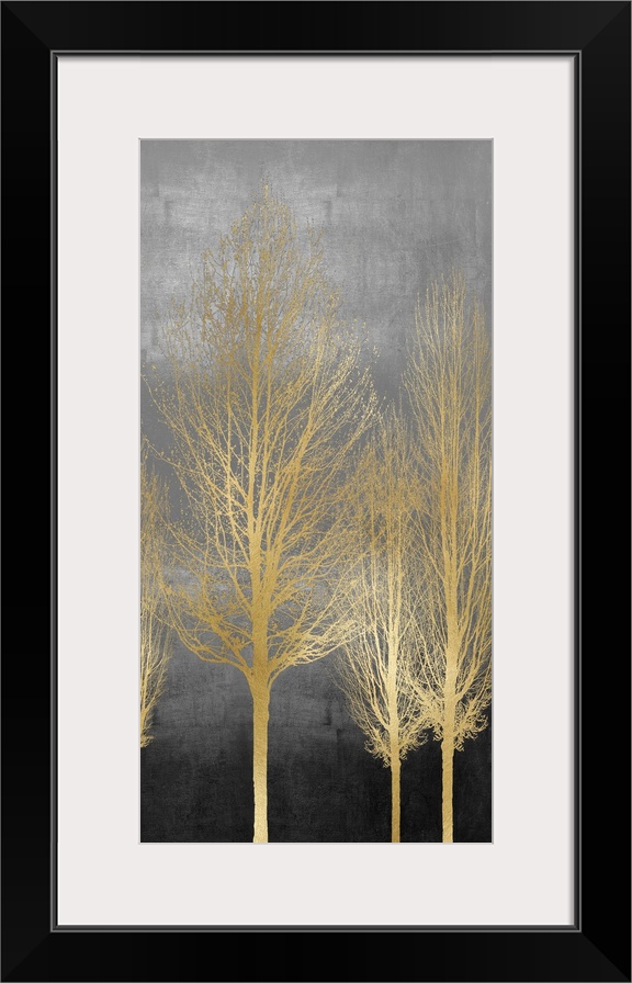 Gold Trees on Gray Panel II