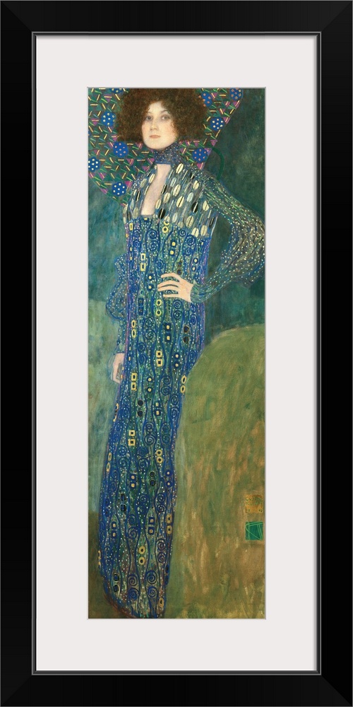 Vertical portrait of a woman wearing a dress with beautiful shapes.