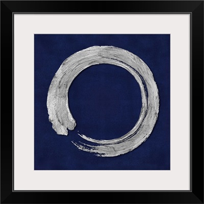 Silver Zen Circle on Blue I