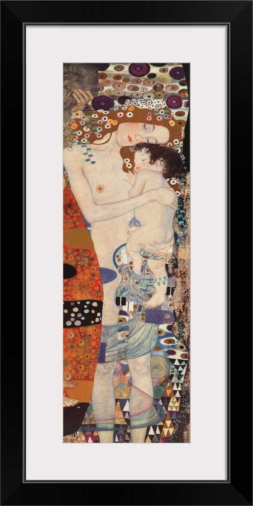 Classic painting of a mother caressing a small child.