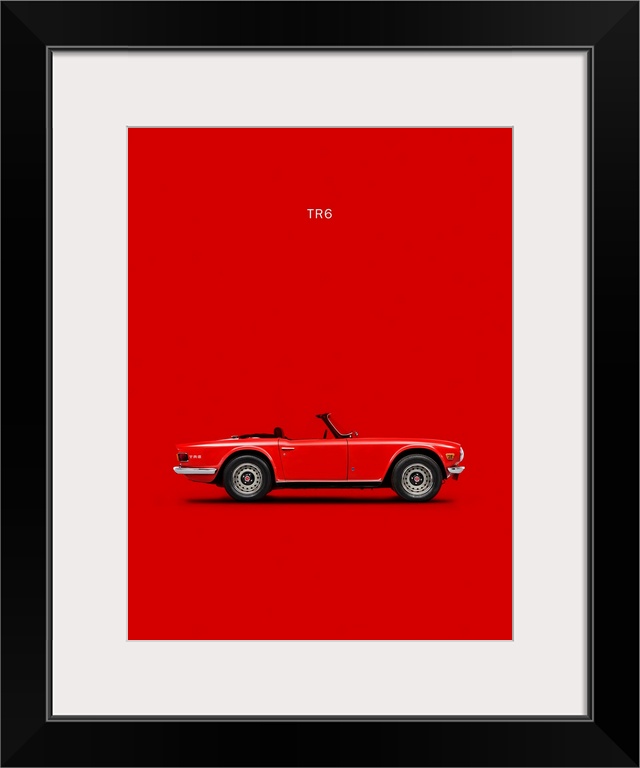 Photograph of a red Triumph TR6 Red printed on a red background